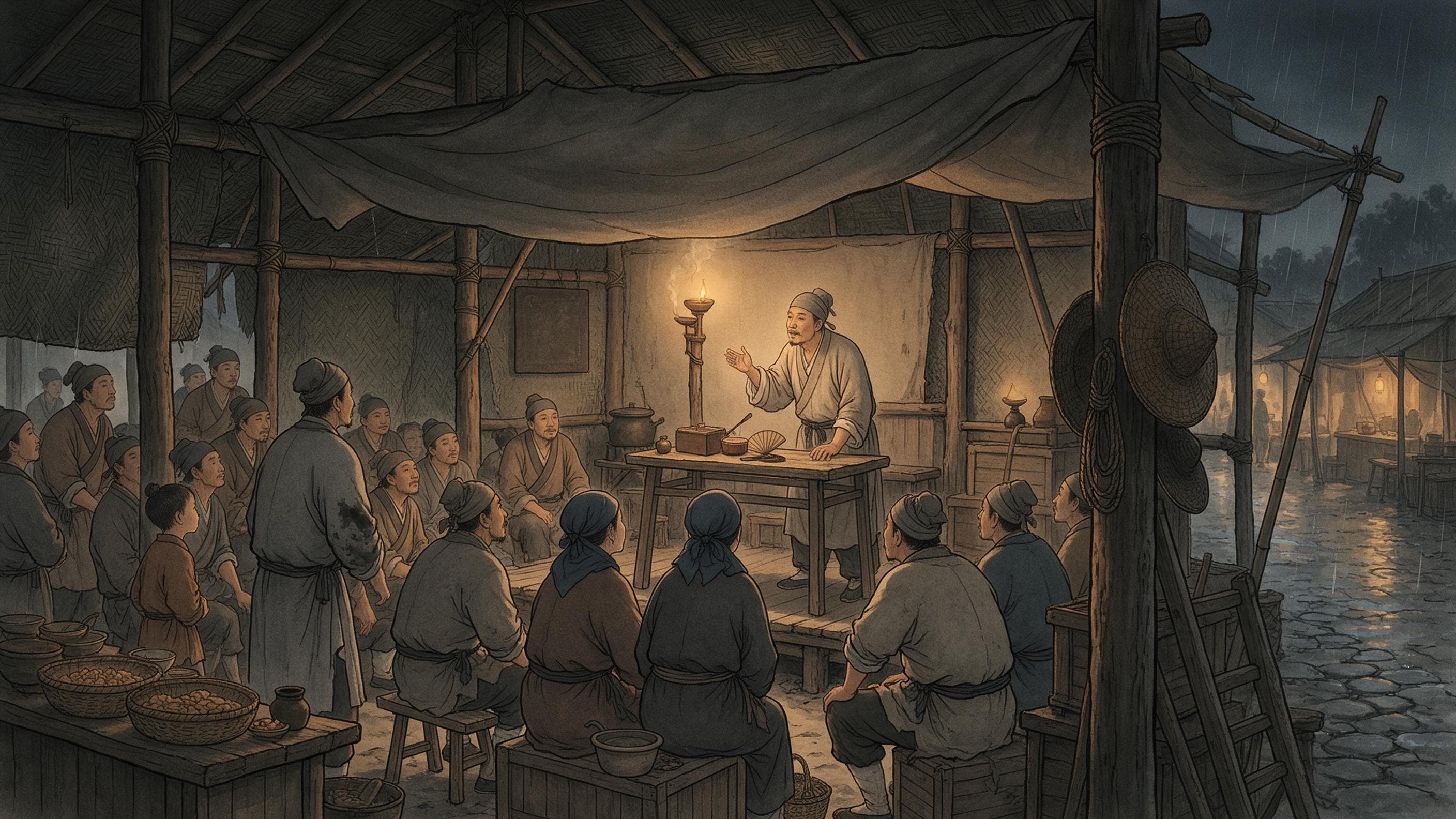 Ein Tag in den Buden der Erzähler — Artikelillustration