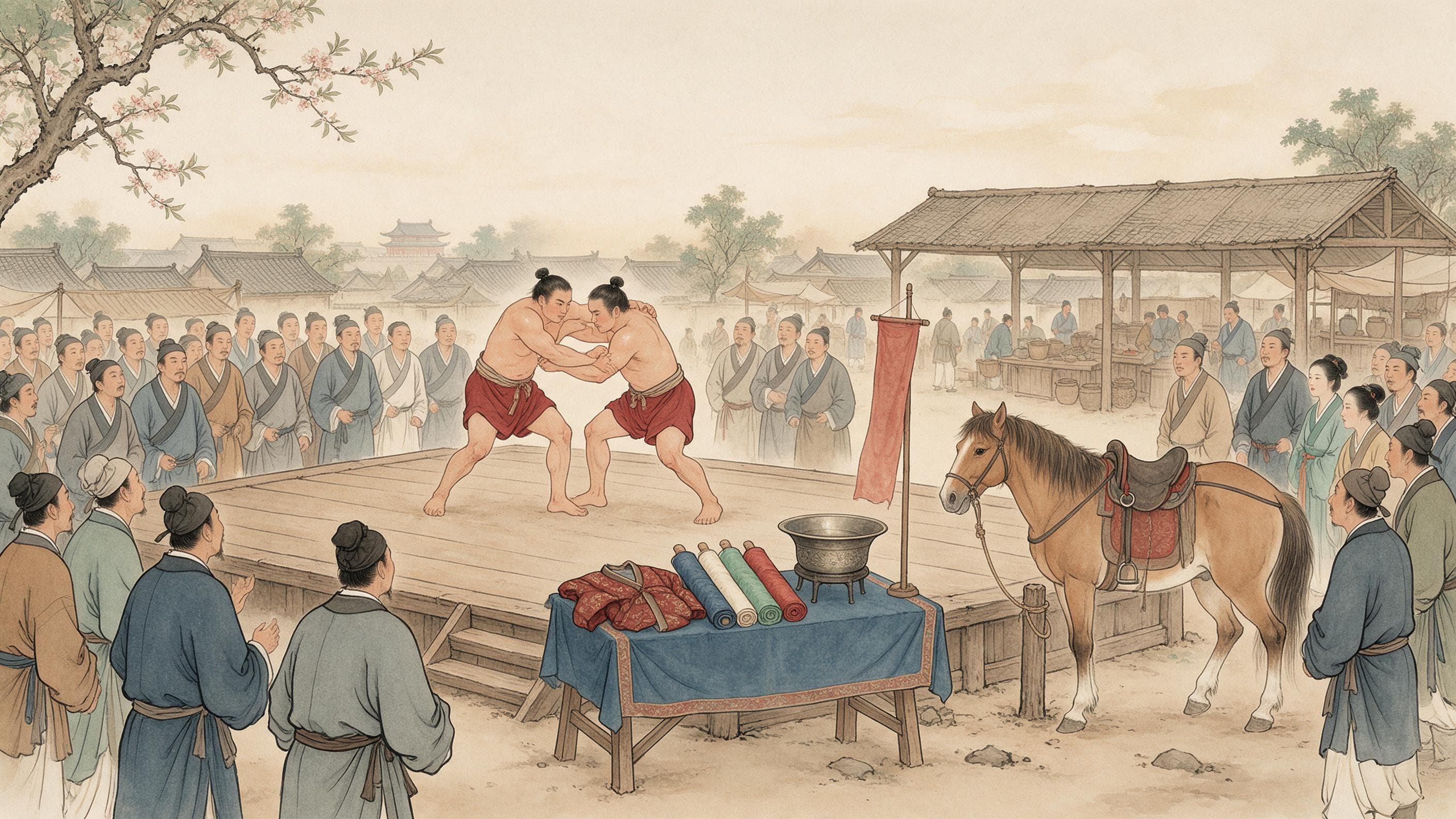 Der Siegespreis auf der Terrasse: Berufsringen in der Song-Zeit — Artikelillustration