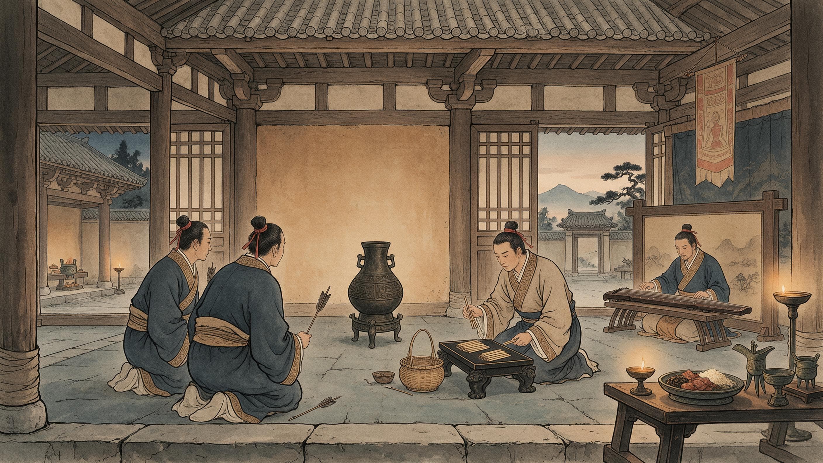 Touhu: Der Ritus und die Wette beim Trinkgelage — Artikelillustration