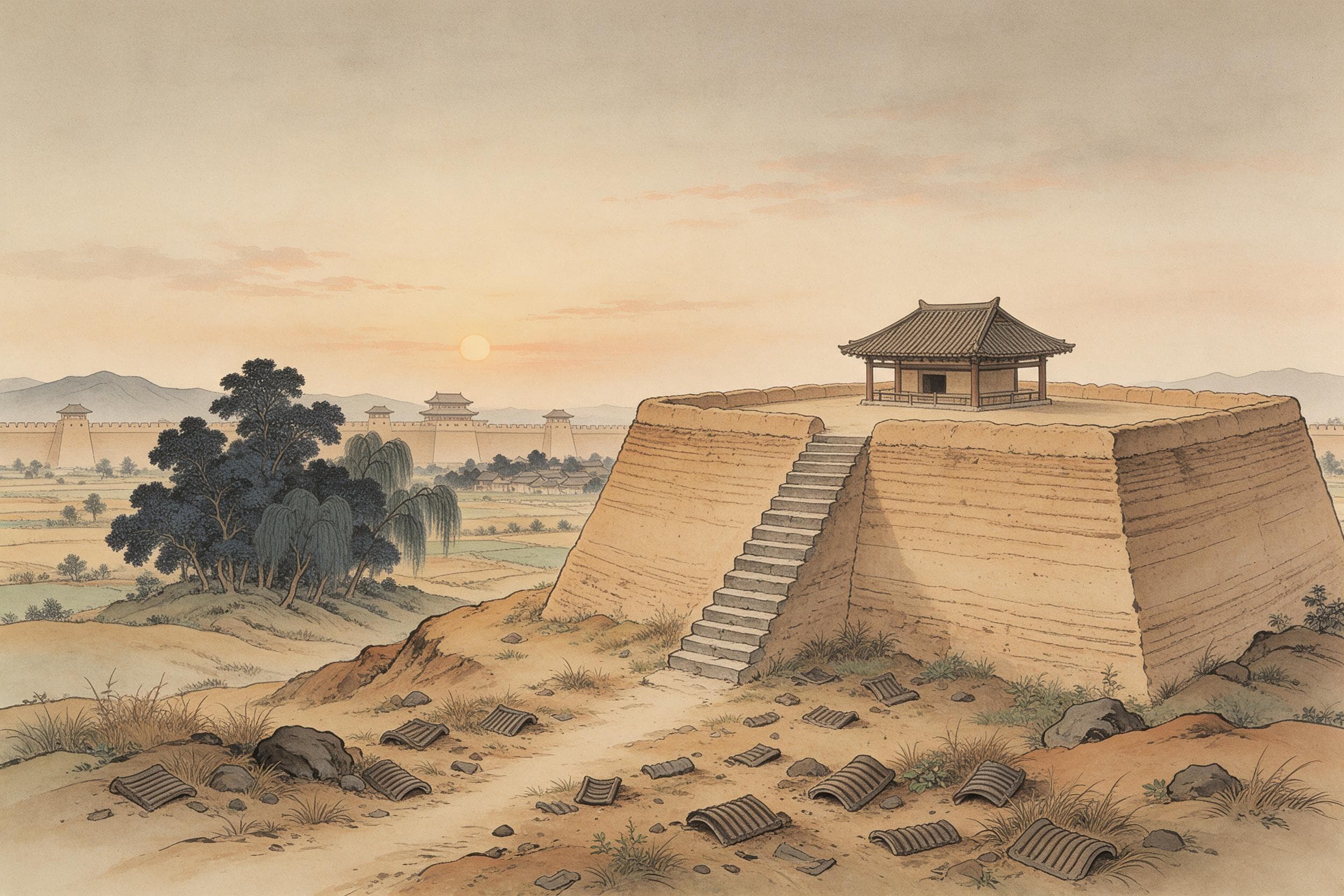 La sala frontal de Weiyang: cincuenta zhang en el papel, doscientos metros de tierra — Ilustración del artículo
