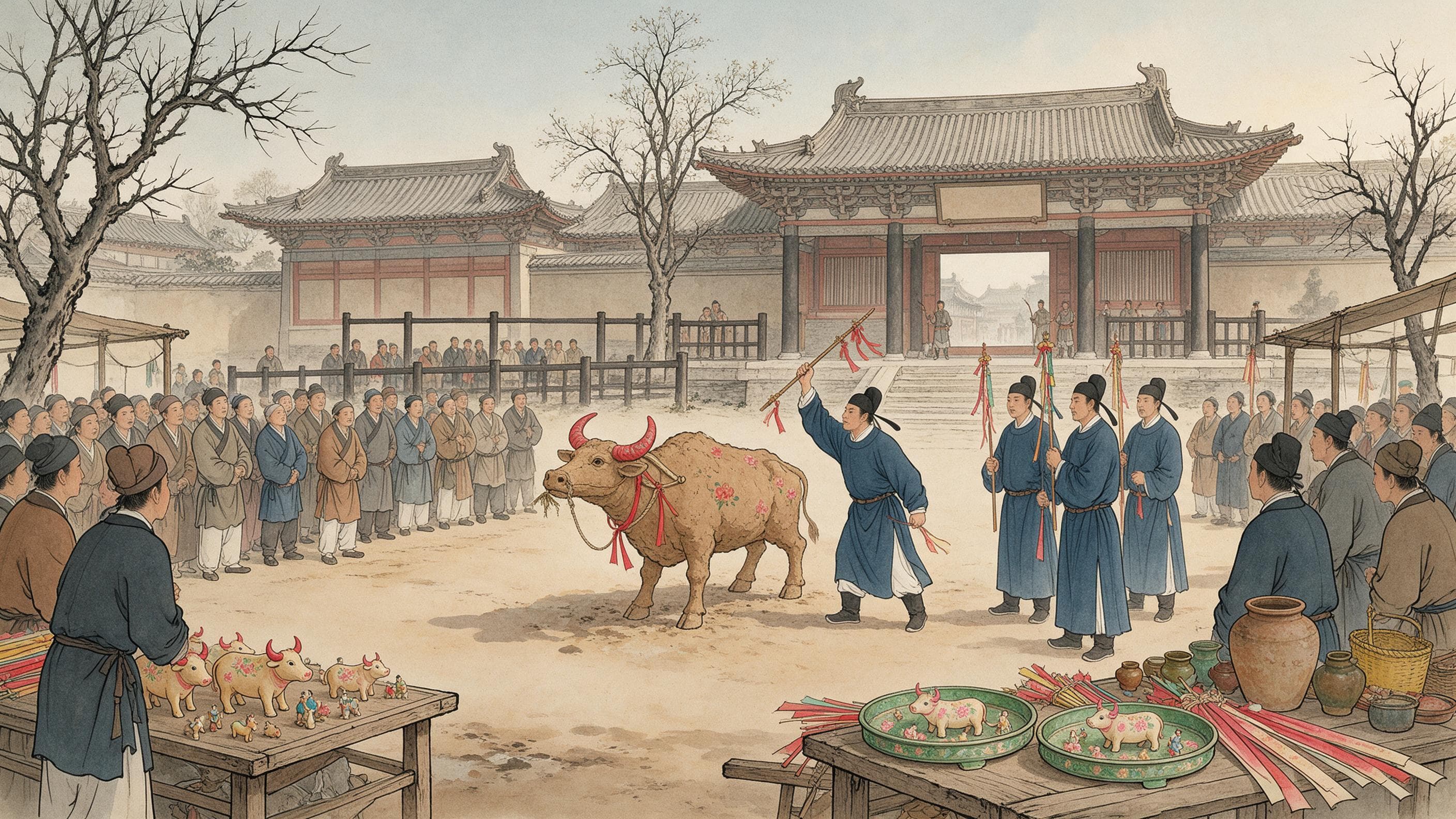 Den Frühlingsstier schlagen: Der erste Frühlingstag in China zur Song-Zeit — Artikelillustration